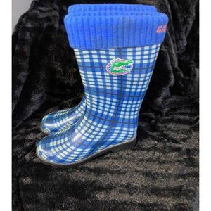 Rain boot rubber gator fashion blue plaid Florida uf